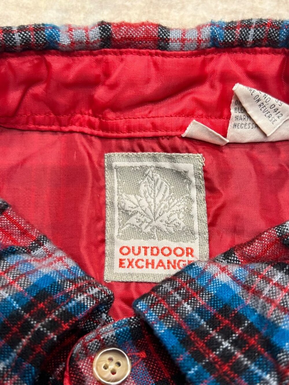 Vintage Outdoor Exchange Red Plaid Flannel Shacket Shirt Button Down Men XL Tall - Picture 5 of 9